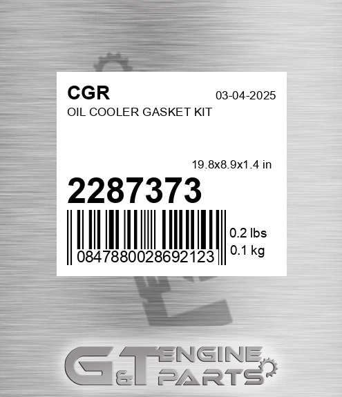 2287373 CGR Oil Cooler Gasket Kit