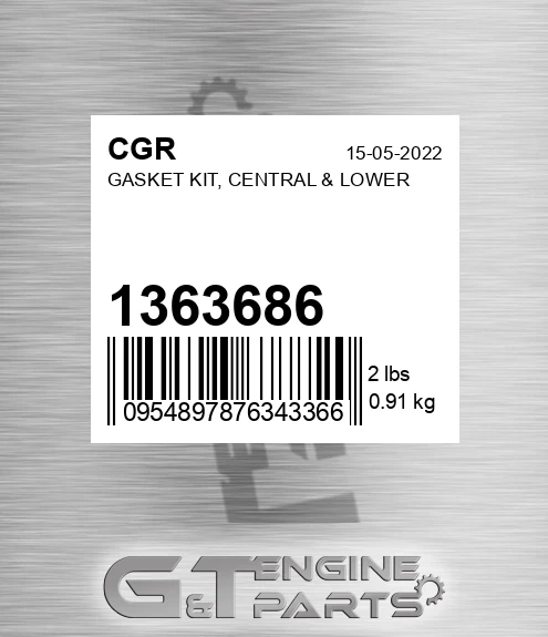 1363686 CGR Gasket Kit, Central & Lower