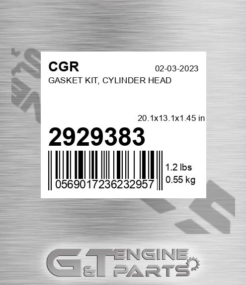 2929383 Gasket Kit, Cylinder Head