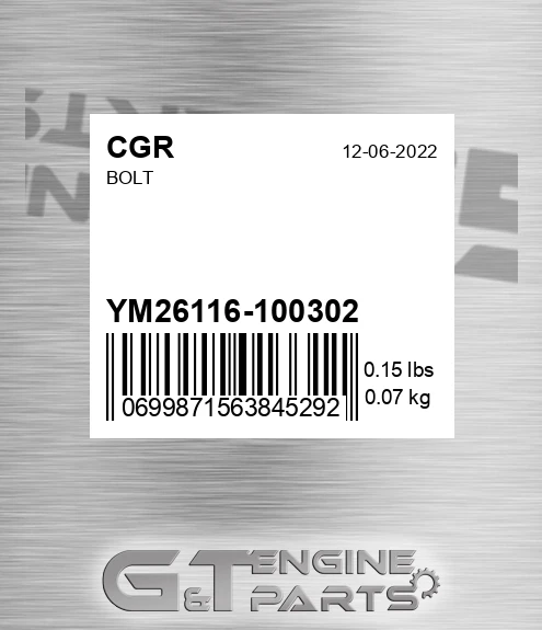 YM26116-100302 Bolt