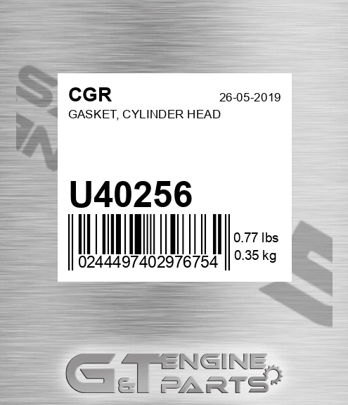 U40256 CGR Gasket, Cylinder Head