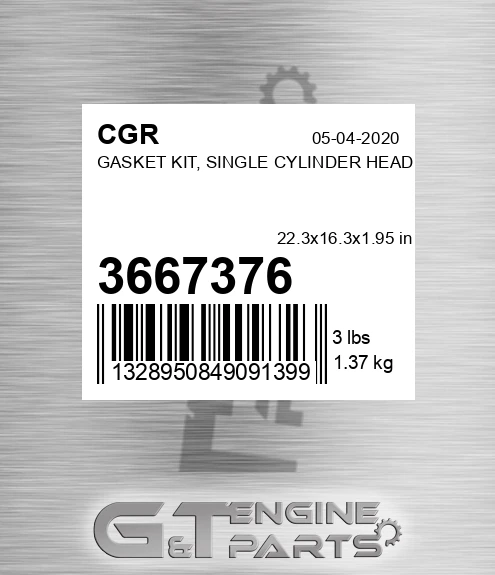3667376 Gasket Kit, Single Cylinder Head