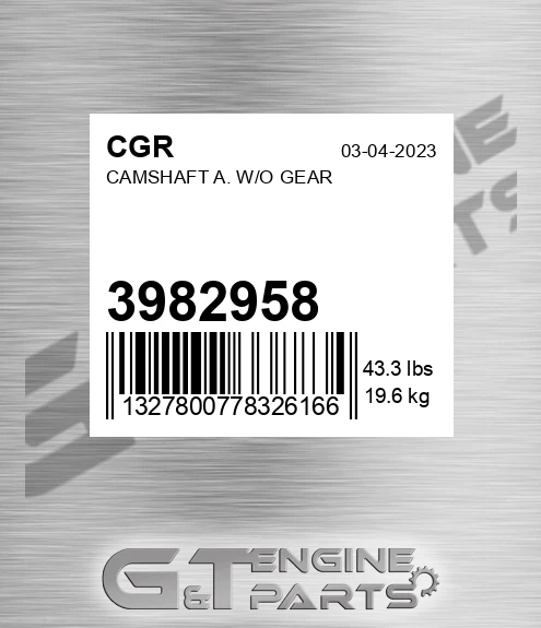 3982958 Camshaft A. W/o Gear