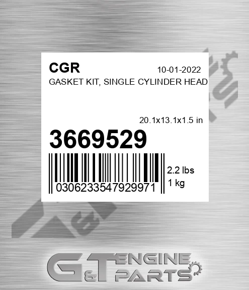 3669529 CGR Gasket Kit, Single Cylinder Head