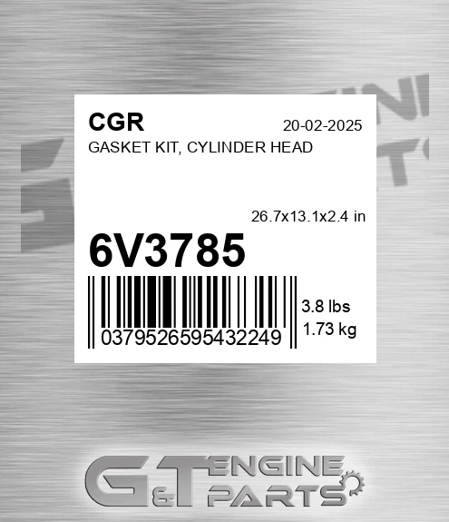 6V3785 CGR Gasket Kit, Cylinder Head