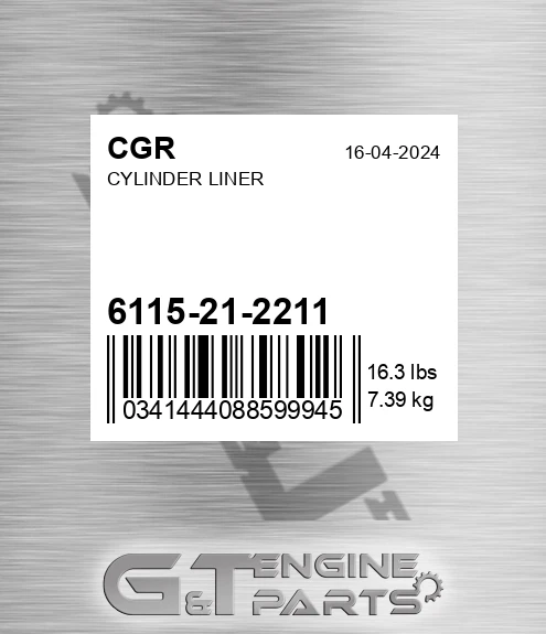 6115-21-2211 Cylinder Liner for CGR