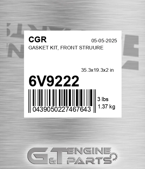 6V9222 Gasket Kit, Front Struure for CGR