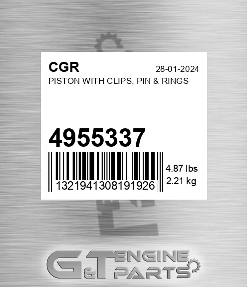 4955337 Piston With Clips, Pin & Rings