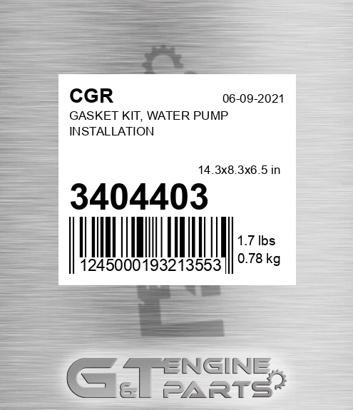 3404403 Gasket Kit, Water Pump Installation
