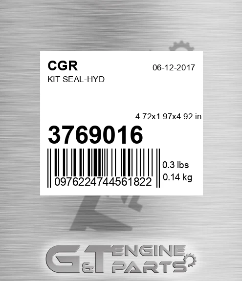 3769016 CGR Kit Seal-hyd