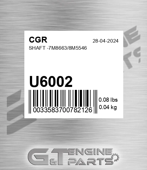 U6002 Shaft -7m8663/8m5546
