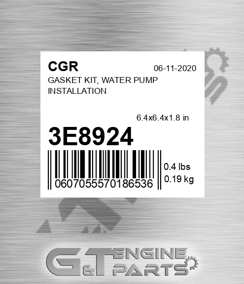 3E8924 Gasket Kit, Water Pump Installation
