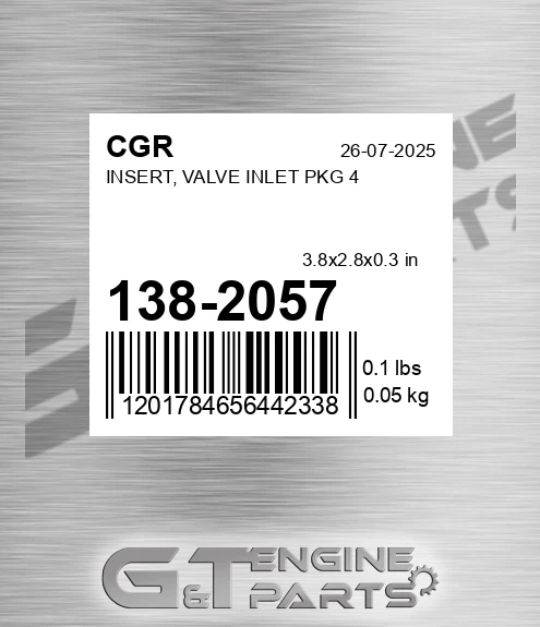 138-2057 CGR Insert, Valve Inlet Pkg 4