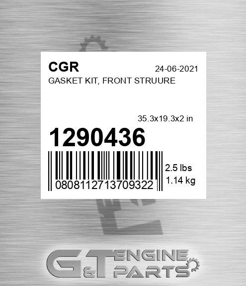 1290436 Gasket Kit, Front Struure