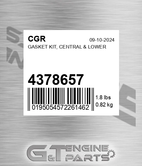 4378657 Gasket Kit, Central & Lower