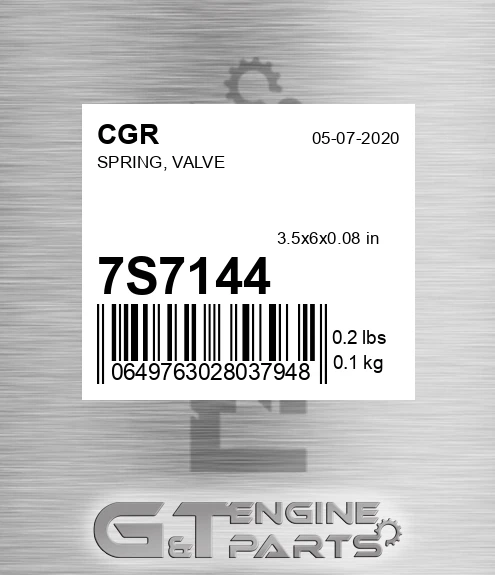 7S7144 CGR Spring, Valve