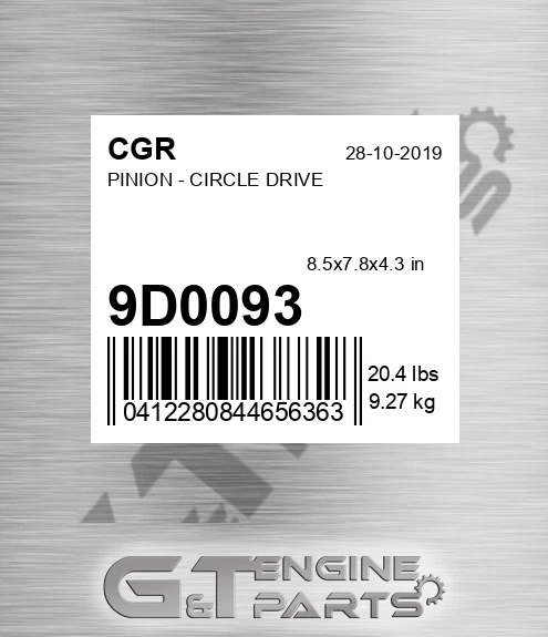 9D0093 CGR Pinion - Circle Drive