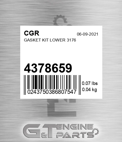 4378659 Gasket Kit Lower 3176