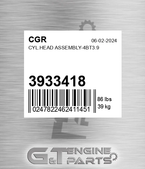 3933418 Cyl.head Assembly-4bt3.9
