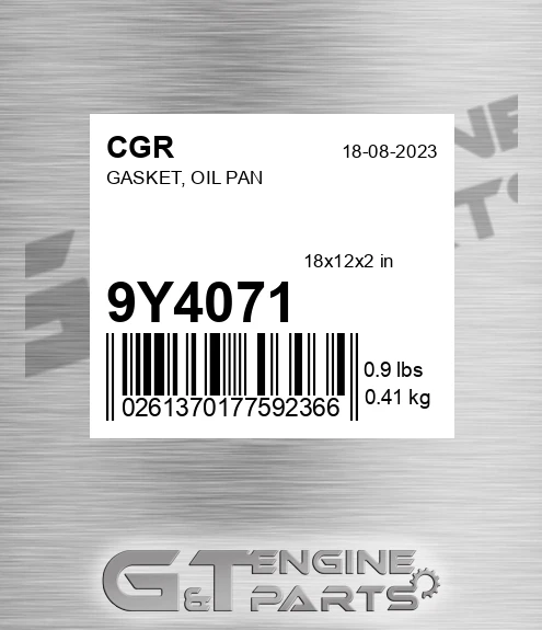 9Y4071 Gasket, Oil Pan for CGR