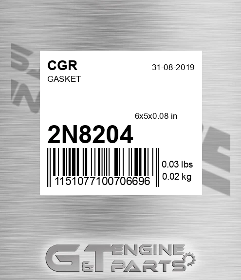 2N8204 Gasket