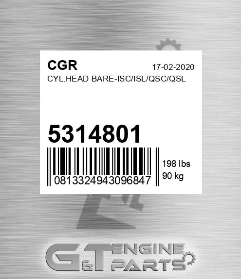 5314801 Cyl.head Bare-isc/isl/qsc/qsl