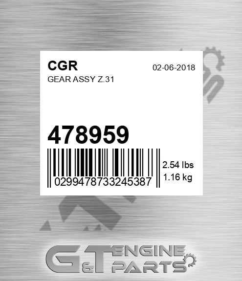 478959 Gear Assy Z.31