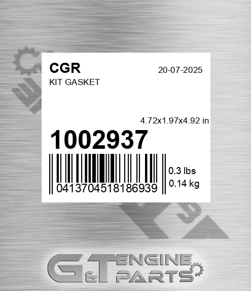 1002937 Kit Gasket