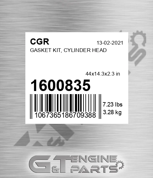 1600835 Gasket Kit, Cylinder Head