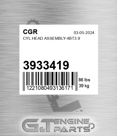 3933419 Cyl.head Assembly-4bt3.9