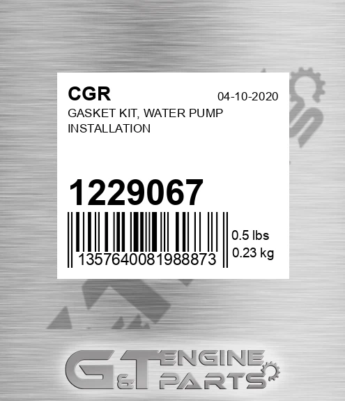 1229067 Gasket Kit, Water Pump Installation
