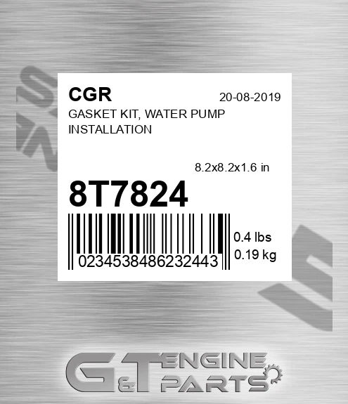 8T7824 CGR Gasket Kit, Water Pump Installation