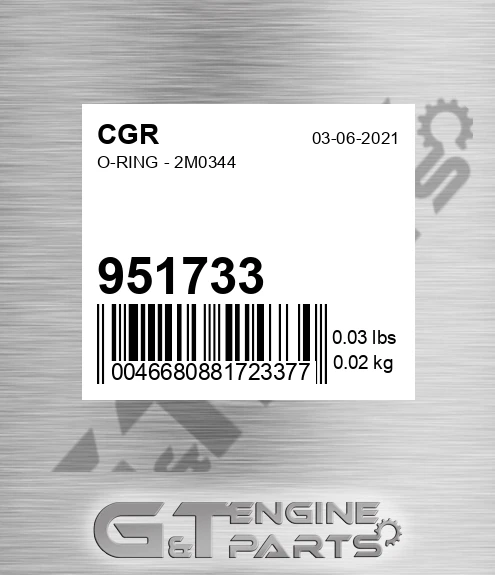 951733 O-ring - 2m0344