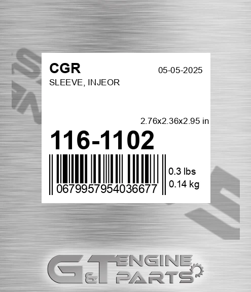 116-1102 CGR Sleeve, Injeor