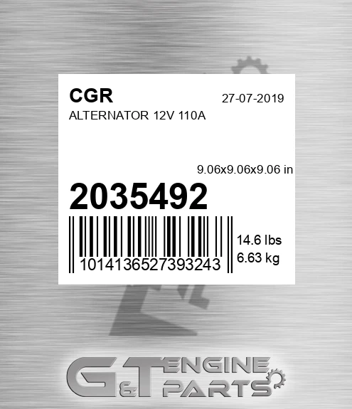 2035492 CGR Alternator 12v 110a
