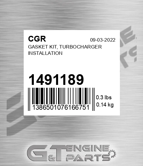 1491189 Gasket Kit, Turbocharger Installation