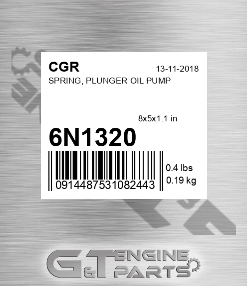 6N1320 CGR Spring, Plunger Oil Pump