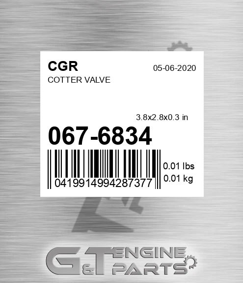 067-6834 Cotter Valve for CGR