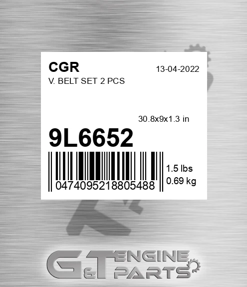 9L6652 CGR V. Belt Set 2 Pcs