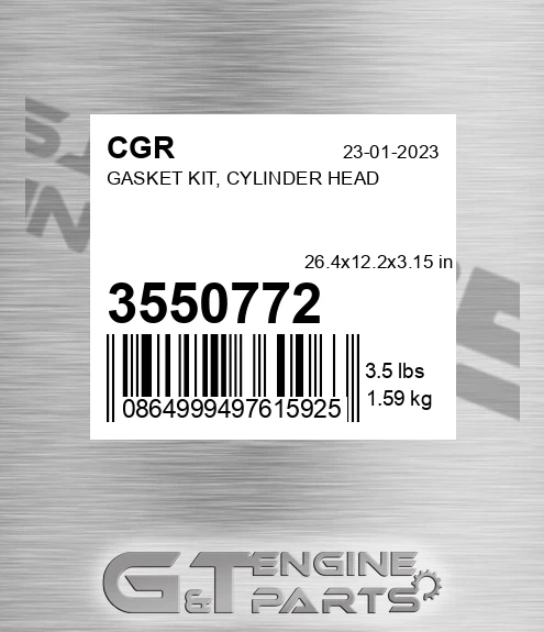 3550772 CGR Gasket Kit, Cylinder Head
