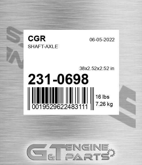 231-0698 Shaft-axle