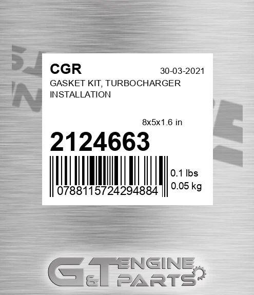 2124663 CGR Gasket Kit, Turbocharger Installation