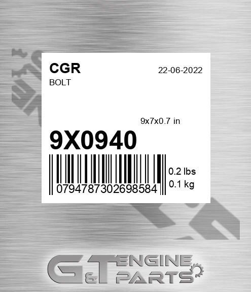 9X0940 Bolt for CGR