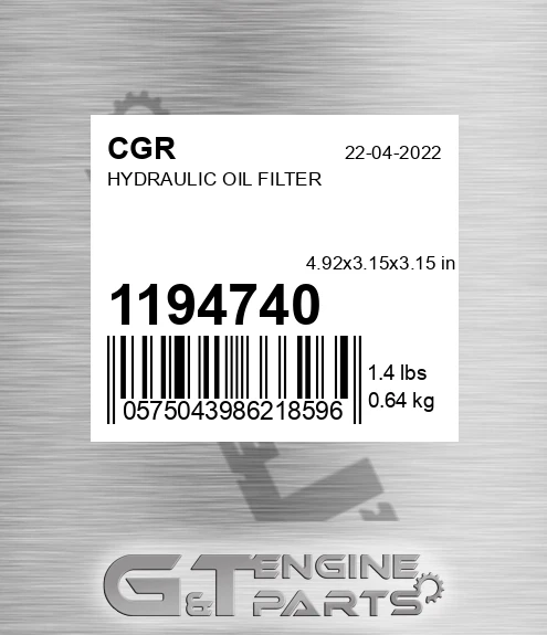 1194740 Hydraulic Oil Filter