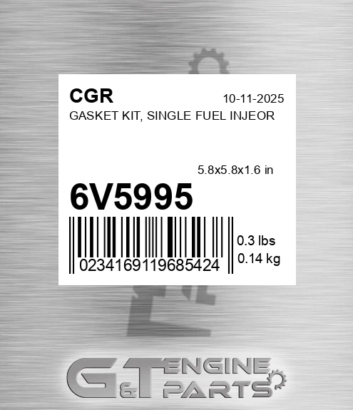 6V5995 Gasket Kit, Single Fuel Injeor for CGR
