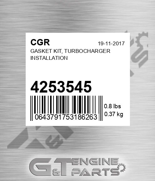 4253545 CGR Gasket Kit, Turbocharger Installation