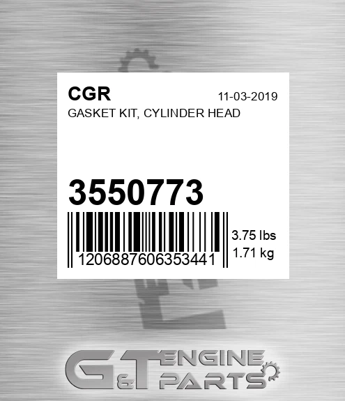 3550773 Gasket Kit, Cylinder Head