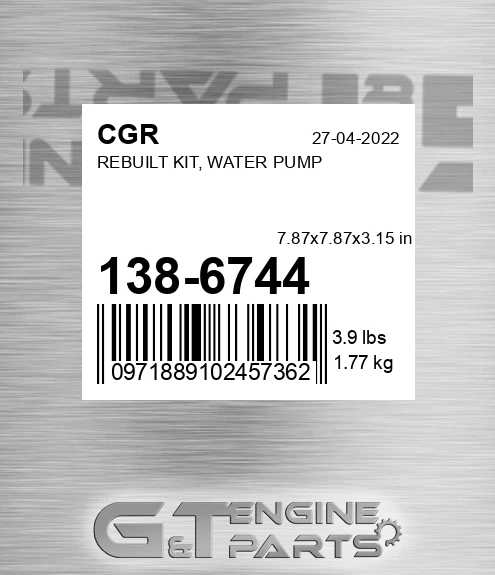 138-6744 Rebuilt Kit, Water Pump