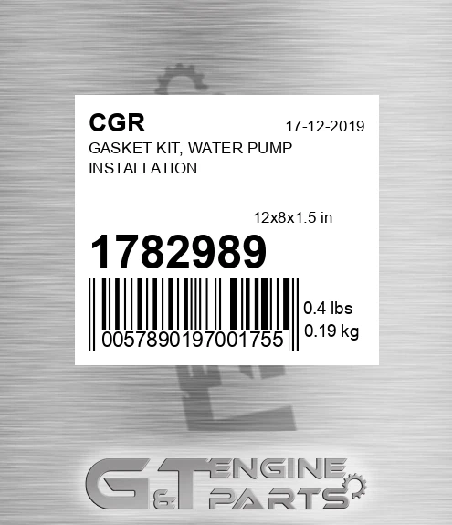 1782989 Gasket Kit, Water Pump Installation