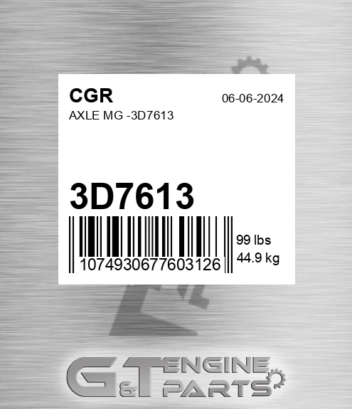 3D7613 Axle Mg -